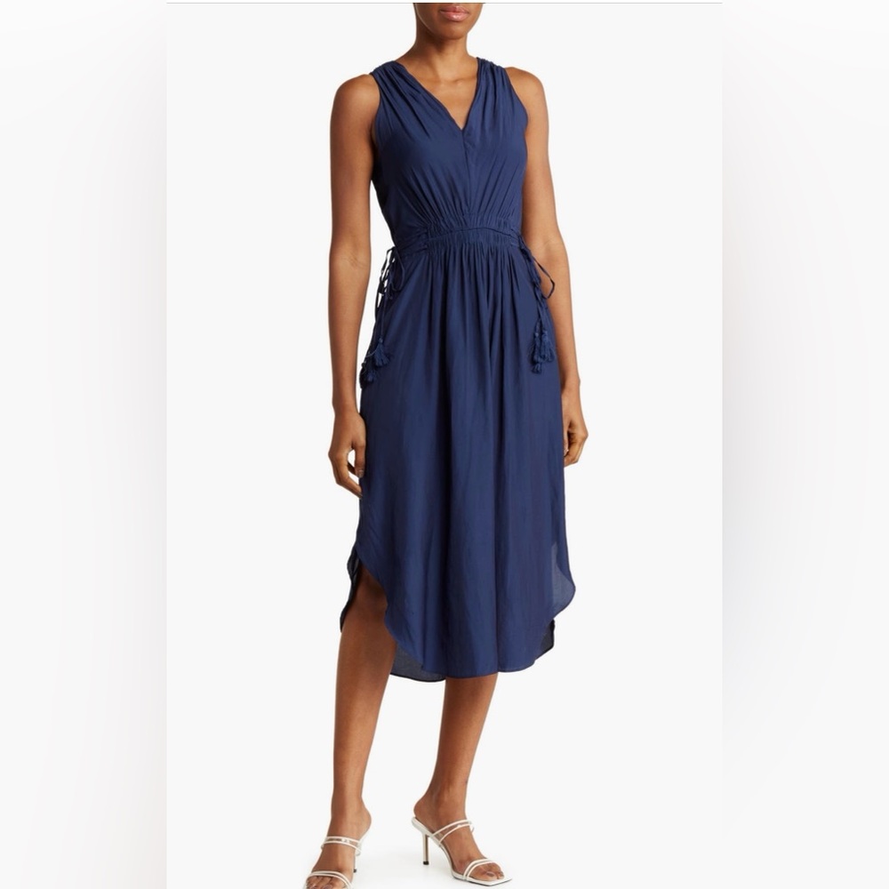 Tahari Navy Sleeveless Midi Dress
